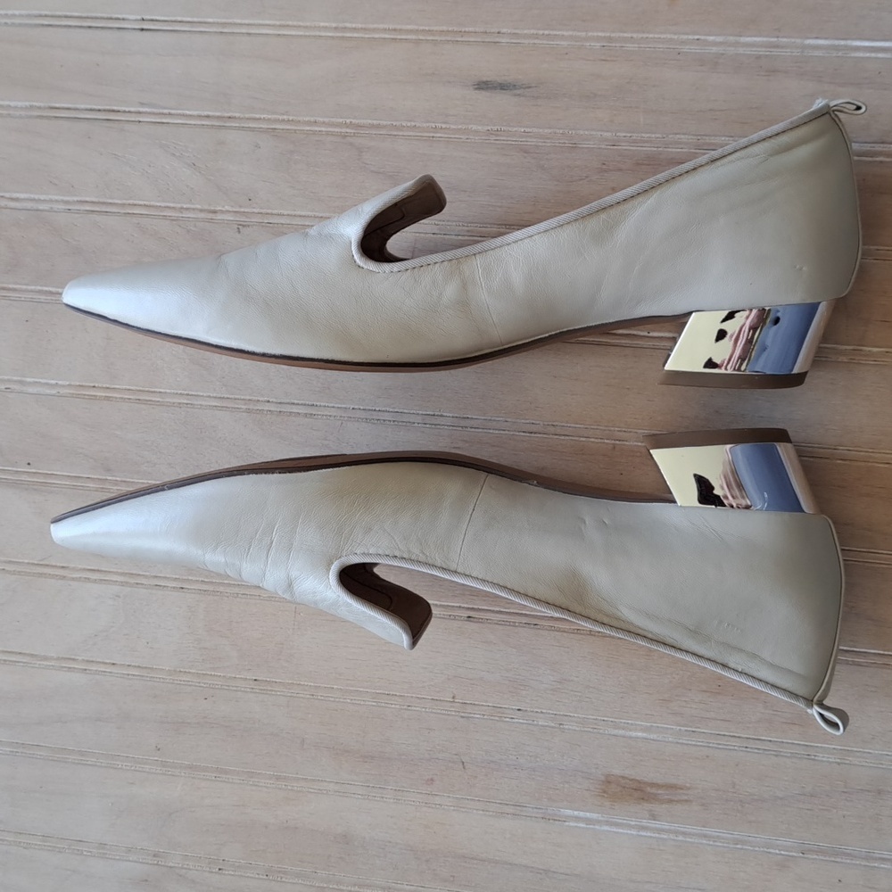 Franco Sarto Vianna Slip On Crom Heel Pointy Toe Boone Leather Dress Short Heels - Picture 8 of 14